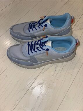 Hey Dude Light Blue Sneakers with Navy Laces